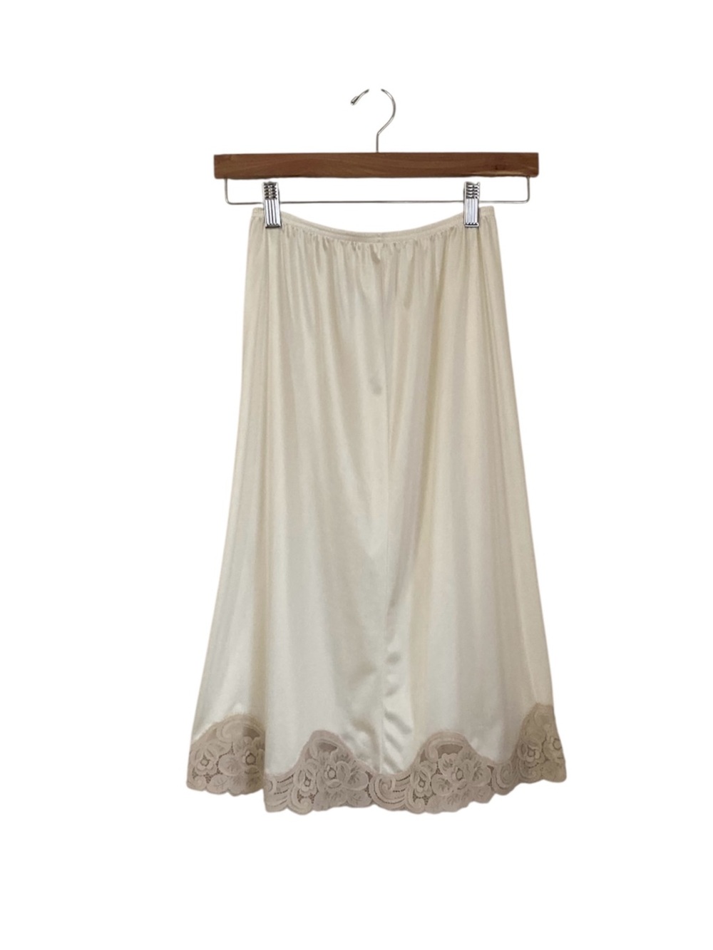 Vintage Vanity Fair Small Nylon Cream/Ivory Half Slip Lace Trim Hem Made In USA
